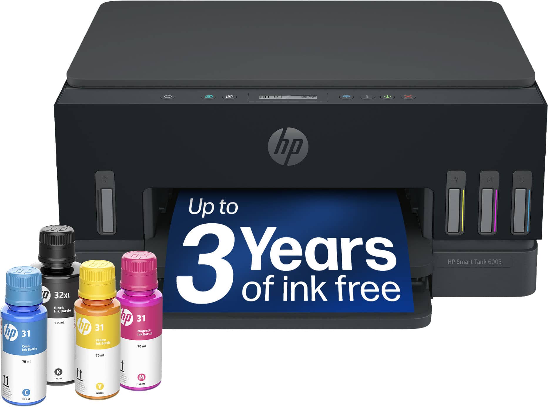 HP - Smart Tank 6003 Wireless All in One AI Enabled Cartridge Free Supertank Inkjet Printer Wireless Printers