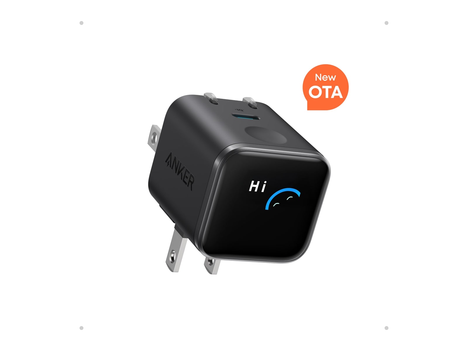 Anker - Nano Charger (45W, Smart Display, 180 Degree Foldable) Black Stone Wall Chargers