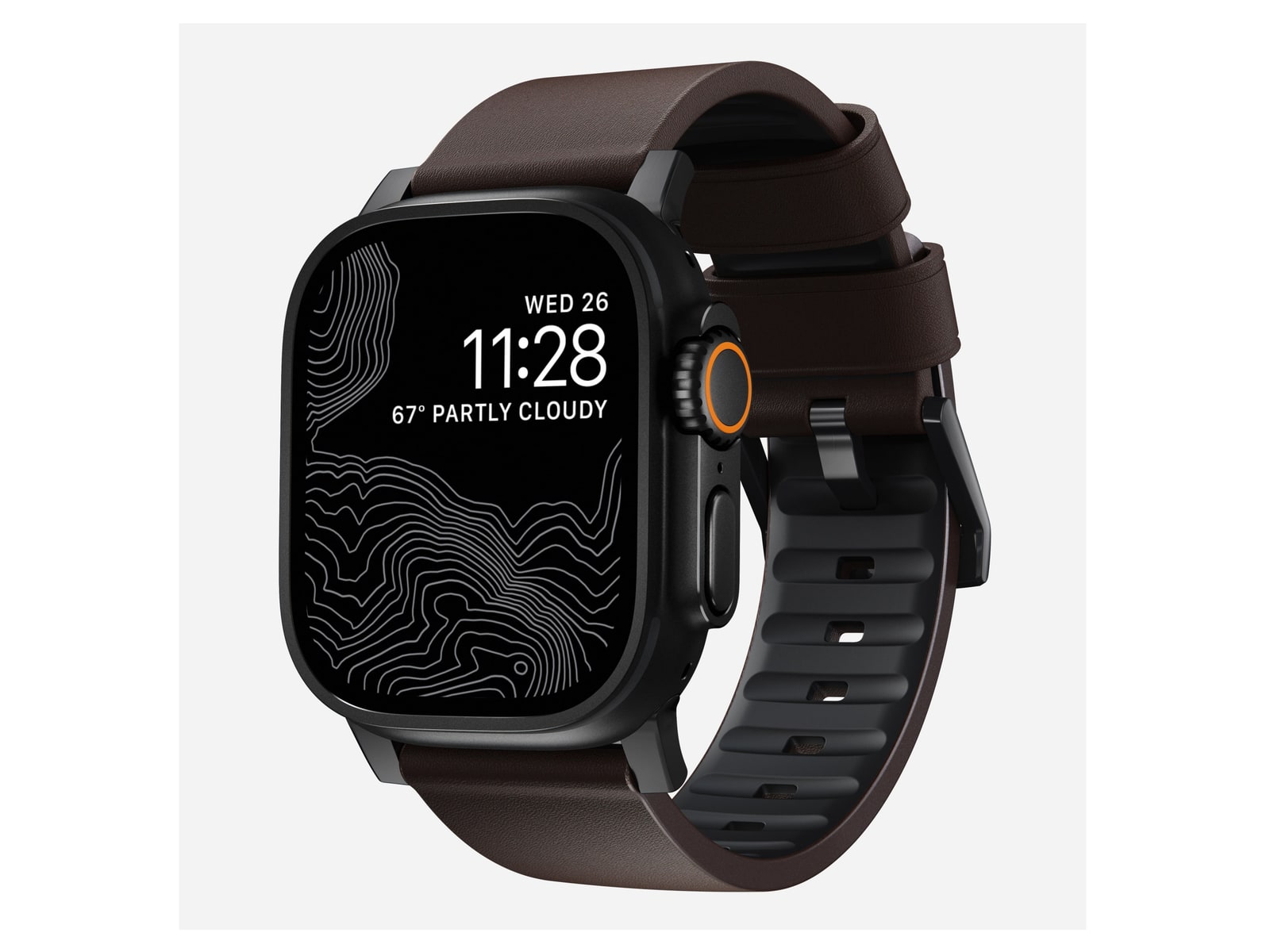 Nomad - Active Band Pro - 46mm/49mm Watch Bands - Black Hardware, Classic Brown Active Leather