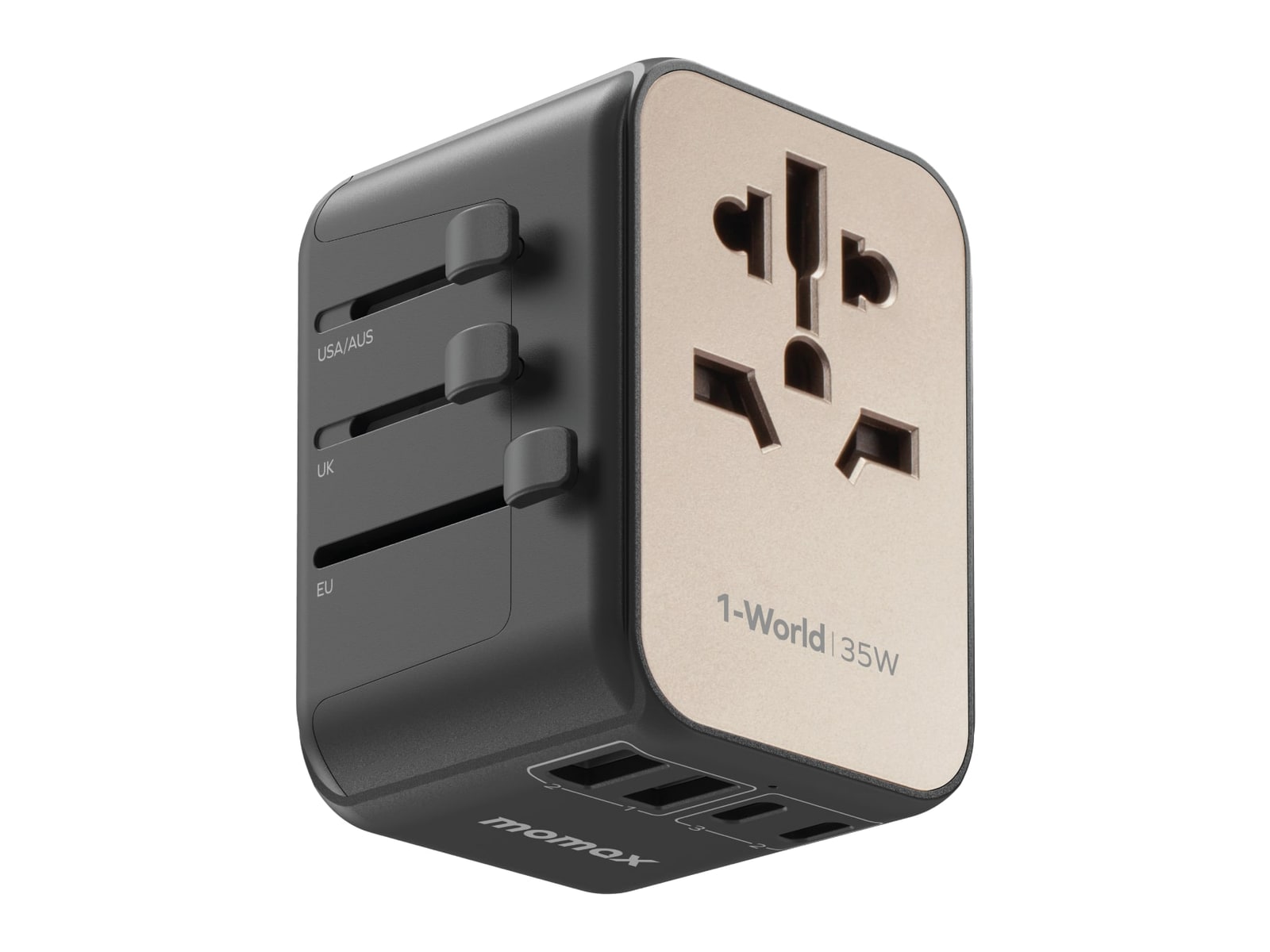 MOMAX - 1-World 5-Port Travel Charger 35W Titanium Wall Chargers