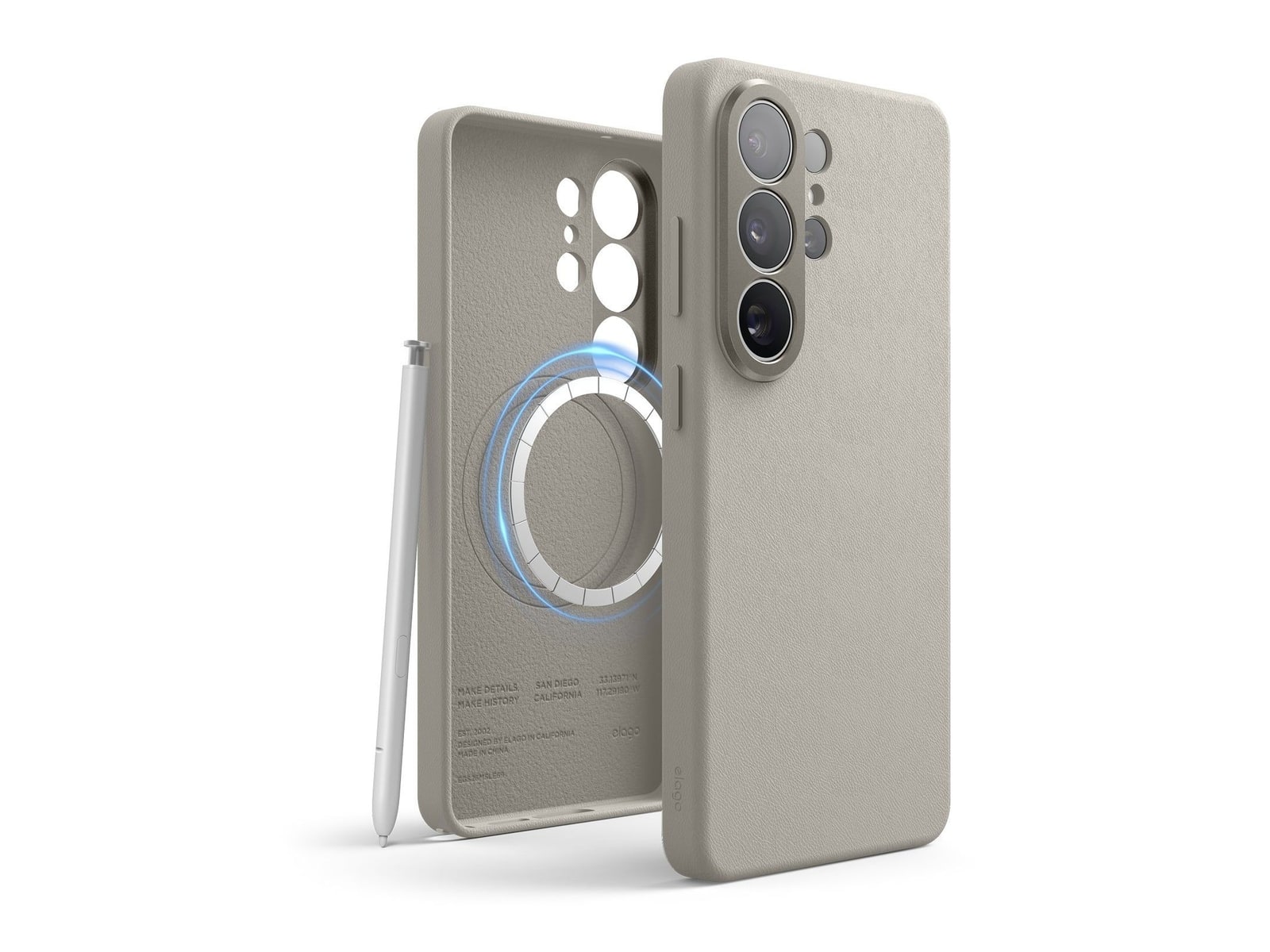 elago - Magnetic Leather Case - Galaxy S26 Ultra - Light Grey