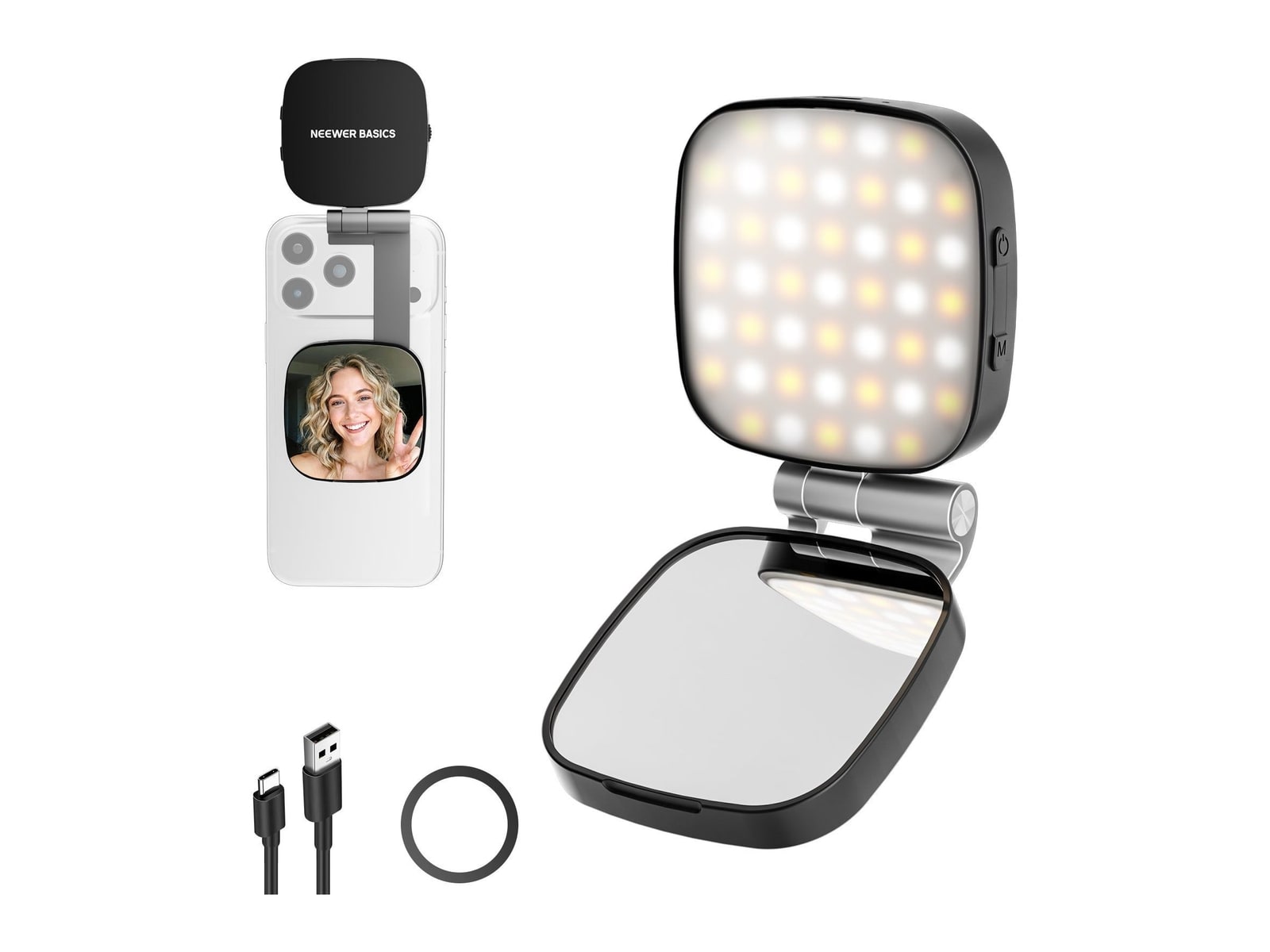 Neewer - BASICS NL45B Magnetic Selfie Light Camera Accessories - Black