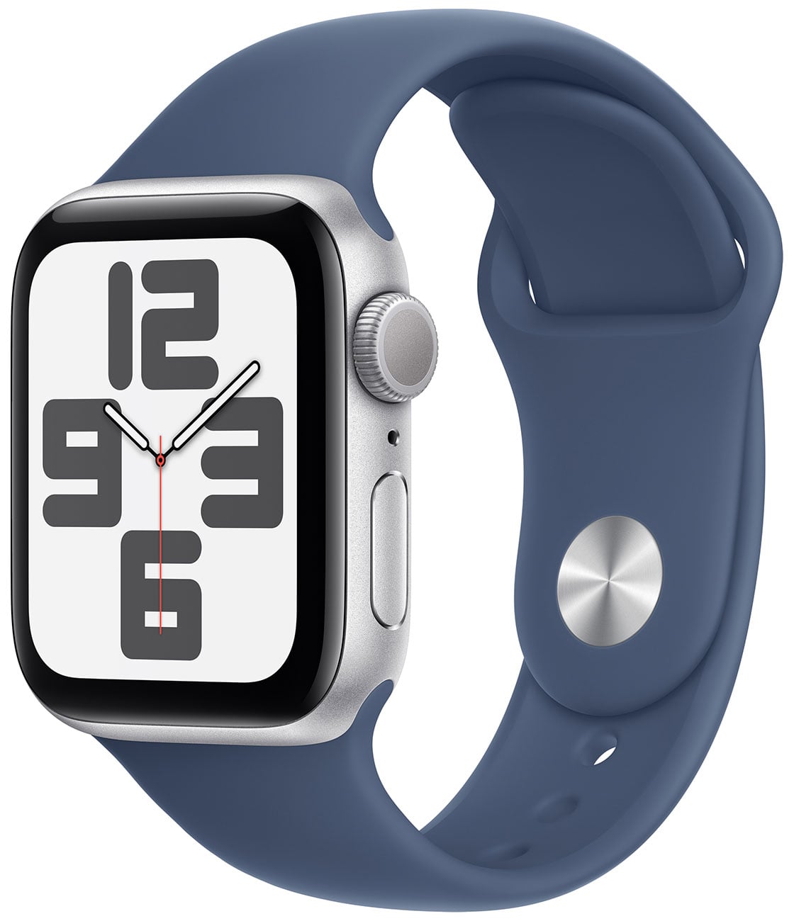Apple - Apple Watch SE (2nd Generation) (GPS) 40mm Silver Aluminum Case with Denim Sport Band - M/L - Silver