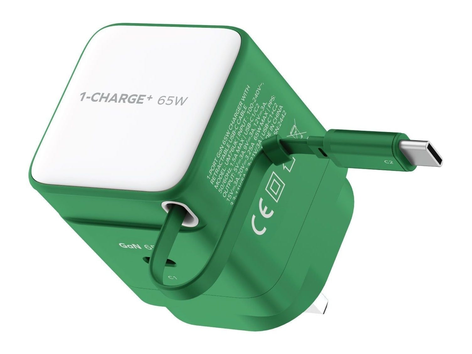 MOMAX - 1-Charge+ 1-Port GaN Charger Green Wall Chargers