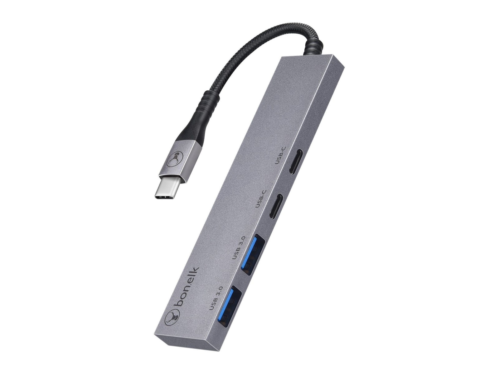 Bonelk - Long-Life USB-C to USB-C/USB-A 4-Port USB Hubs - Gray