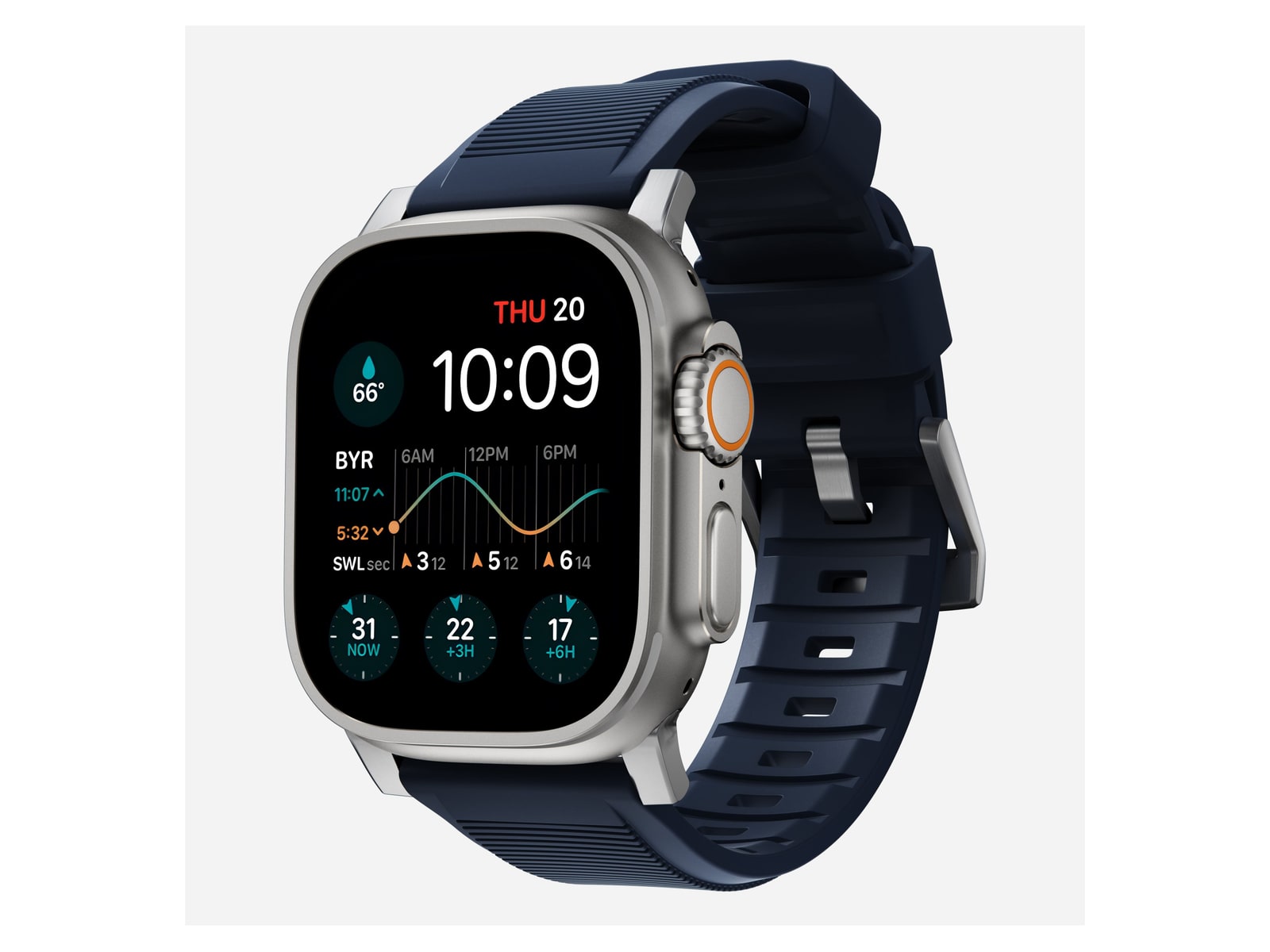 Nomad - Rugged Band - 46mm/49mm - Atlantic Blue - Silver Hardware