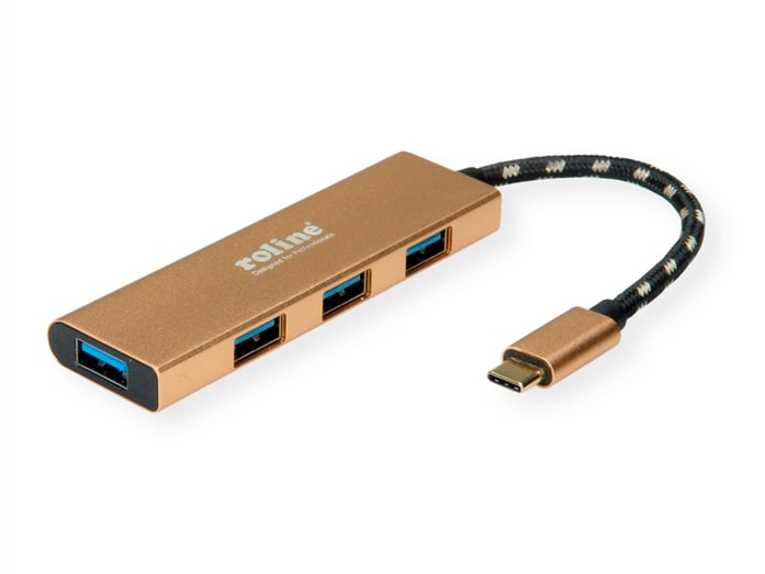 Roline - GOLD USB 3.2 Gen 1 4-Port USB-C USB Hubs - Gold