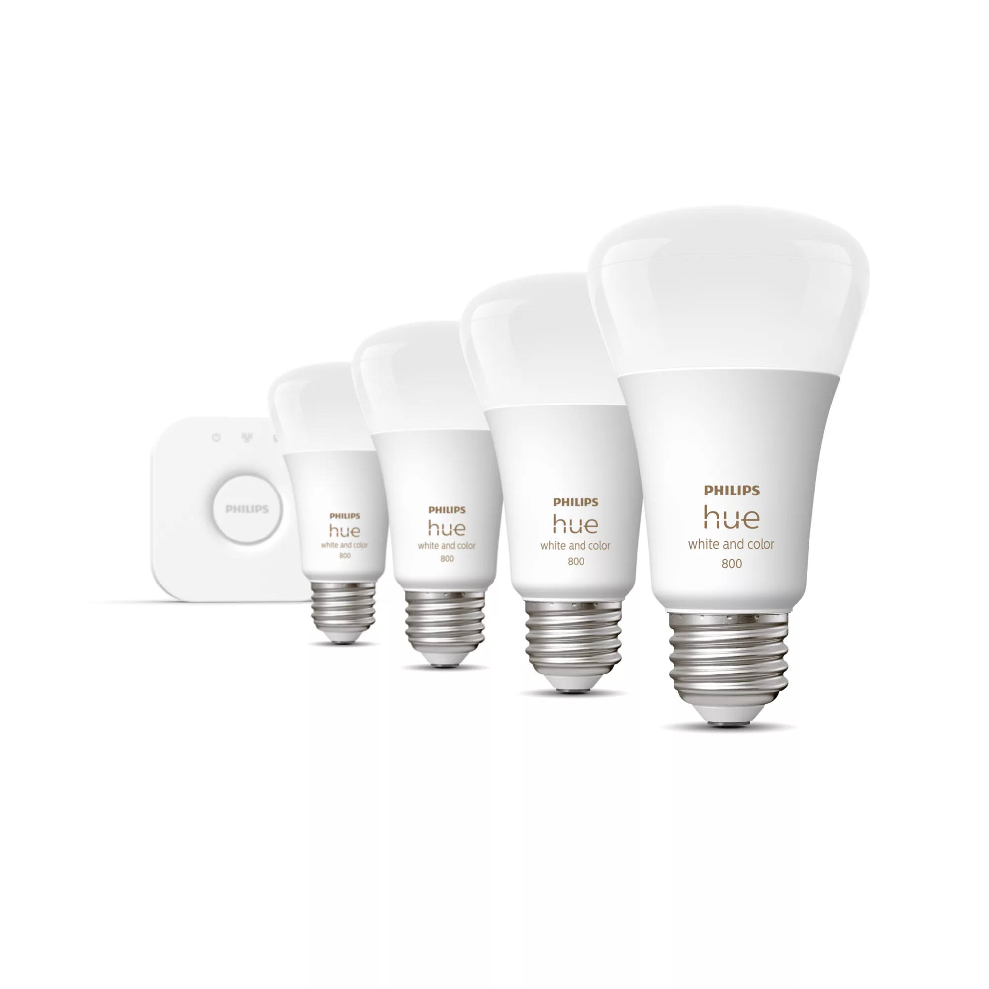 Philips Hue - Hue White and Color Ambiance A19 Starter Kit 4 Smart Lighting - White