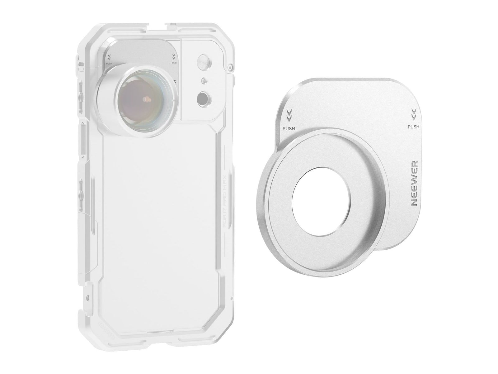 Neewer - PA152 37mm Filter Lens Backplate for iPhone 17 Pro/Pro Max Phone Cage Camera Accessories - Silver