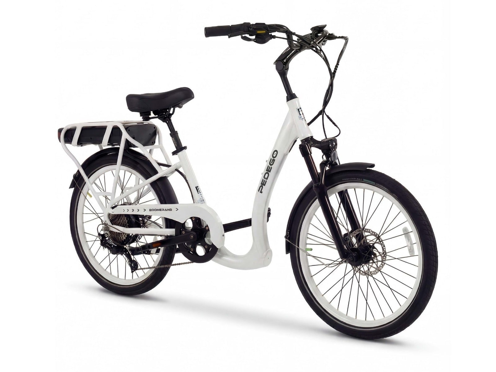 Pedego - Boomerang Pro 26-inch Step-Thru Gloss White Electric Bikes