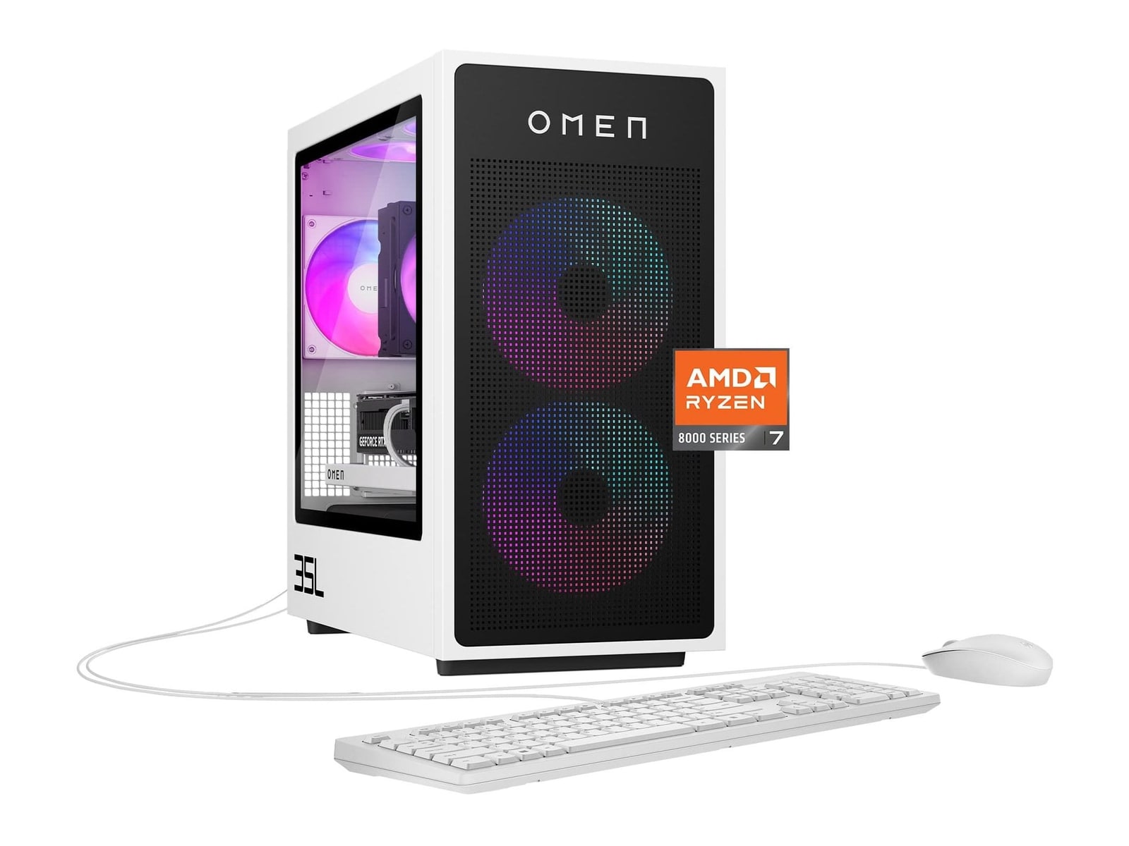 HP - OMEN 35L - AMD Ryzen 7 8700F chip - 16GB Memory - 1TB SSD - Panda Metal
