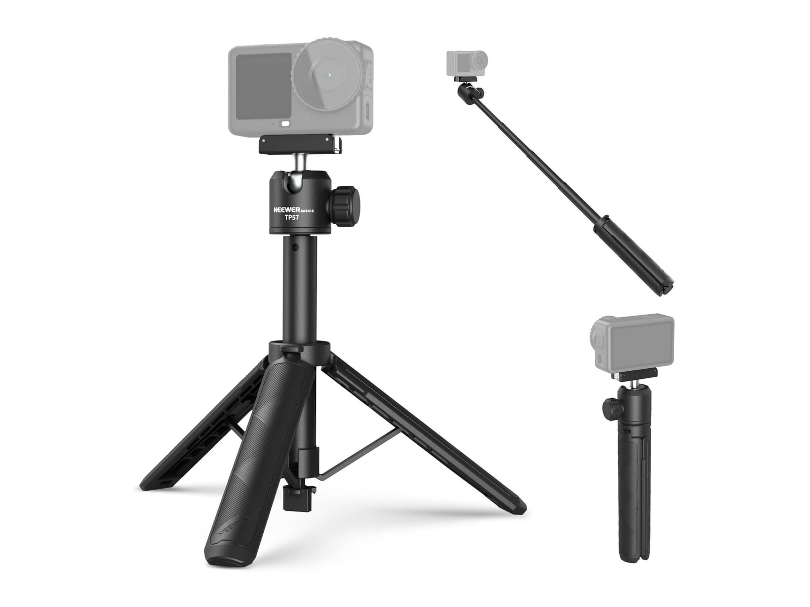 Neewer - BASICS TP57 Selfie Stick Tripod for DJI Osmo Action 6/360/Nano Camera Accessories