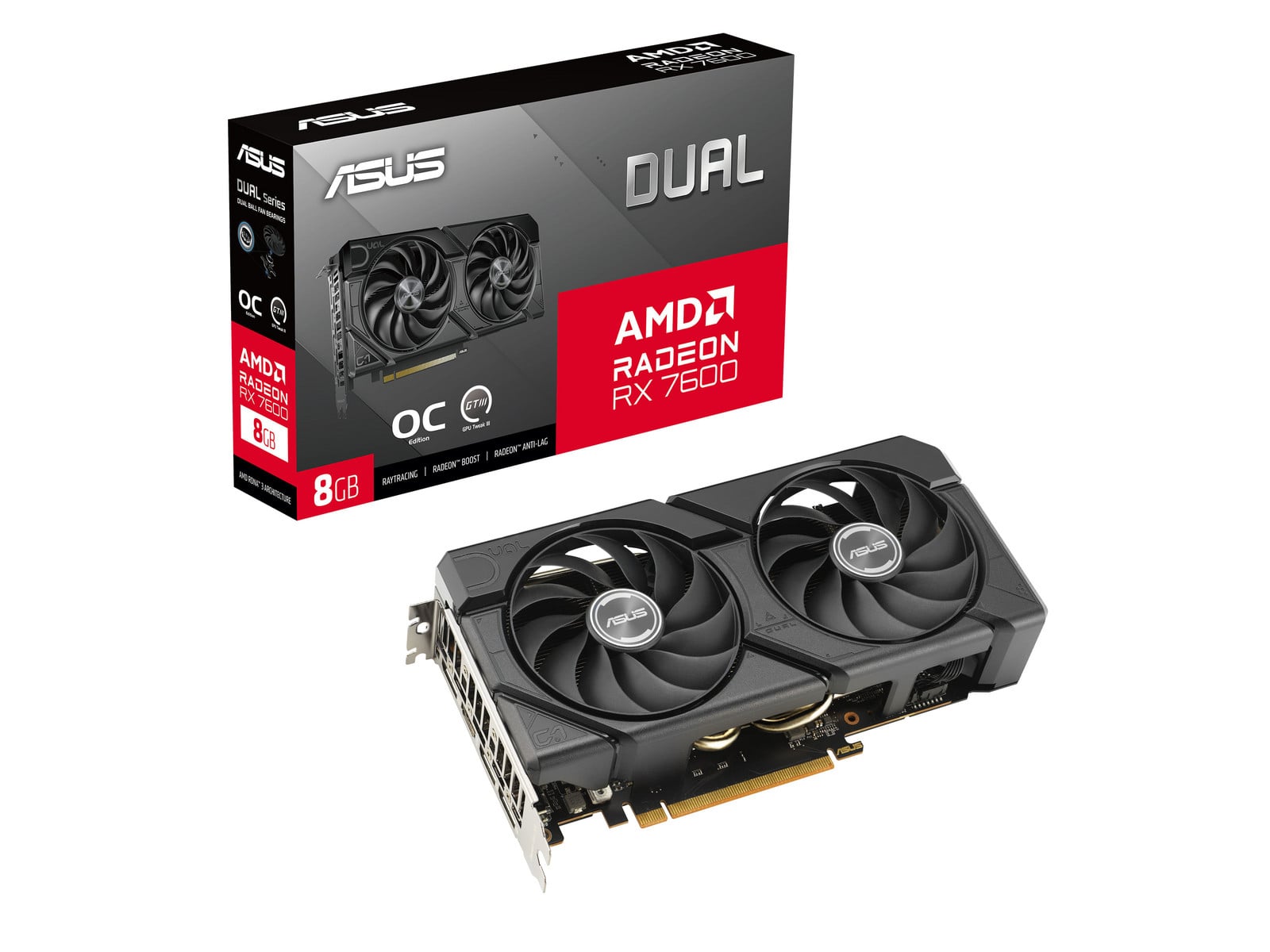 ASUS - Dual RX 7600 OC EVO 8GB Graphics Cards - PCI Express 4.0 x16
