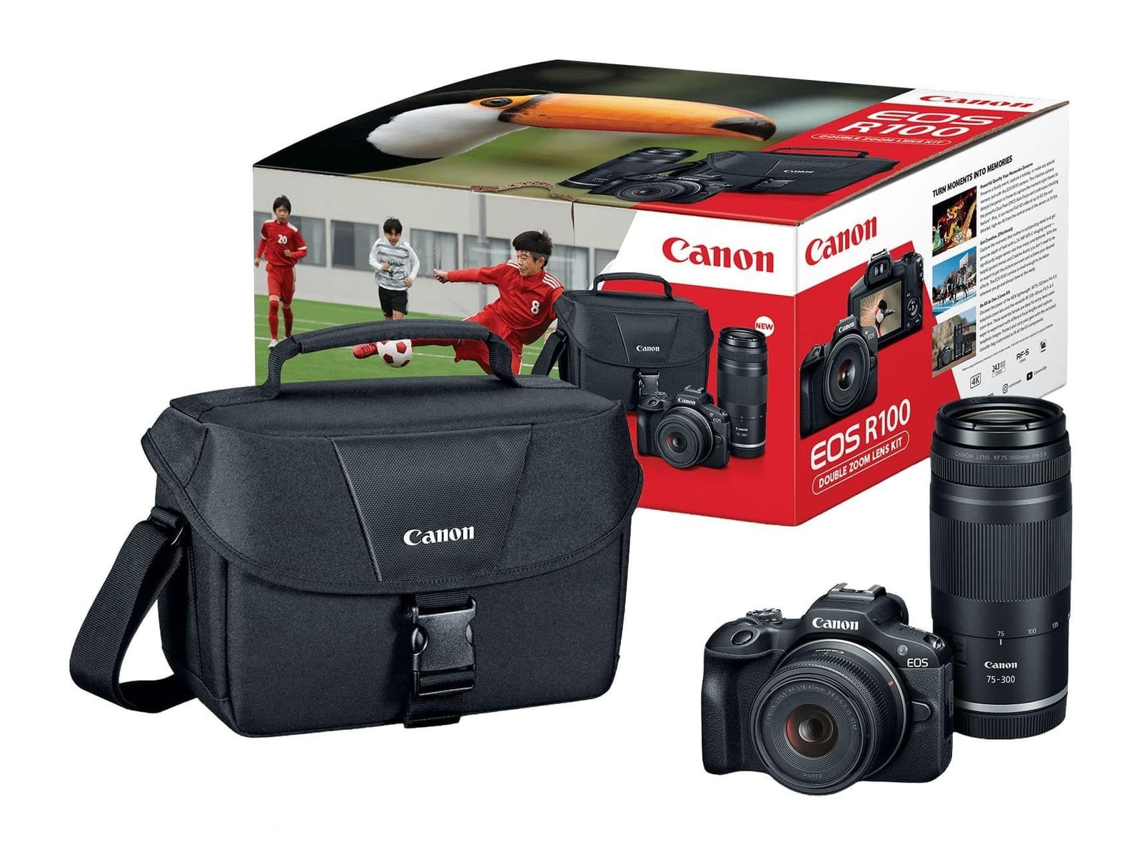 Canon - EOS R100 4K Video Mirrorless Camera Double Zoom Lens Kit 4K Mirrorless Cameras - Black