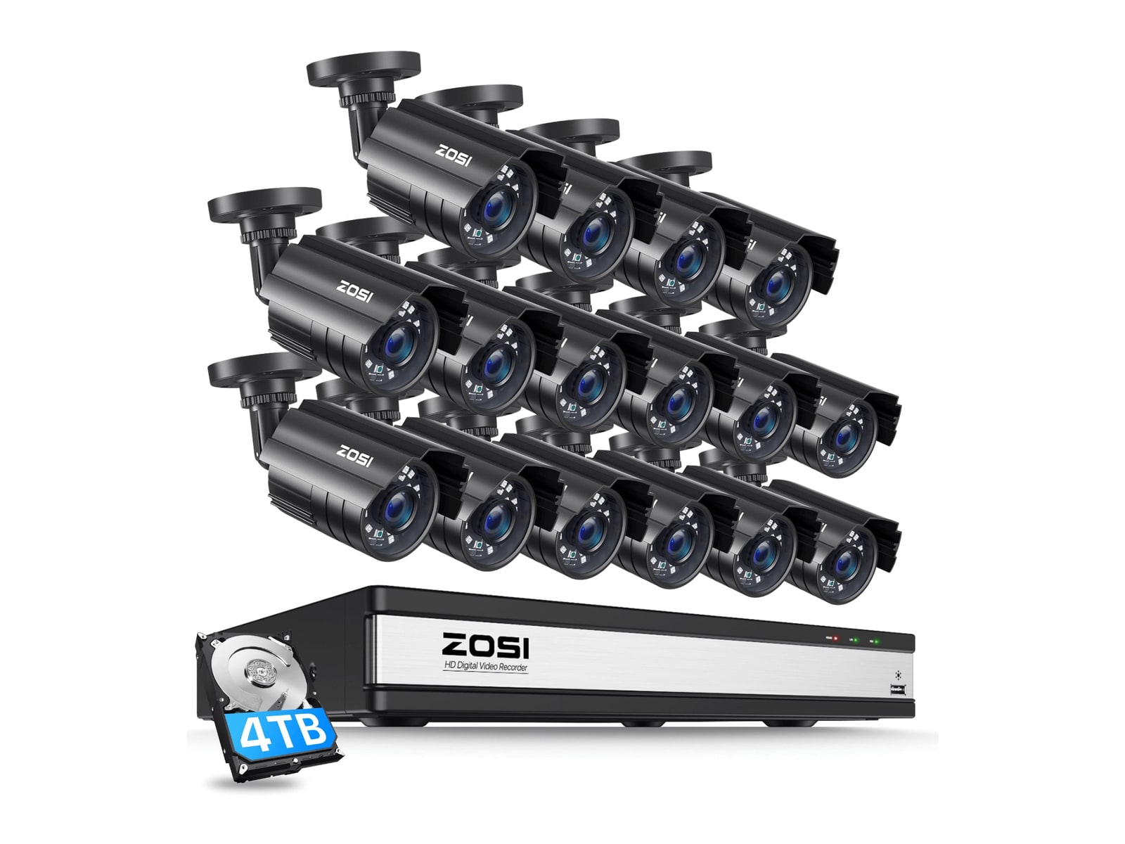 ZOSI - C211 1080p 16 Channel DVR - 4TB Drive / 16-Camera Security Cameras