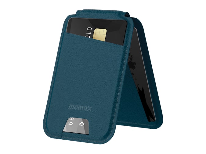 MOMAX - 1-Wallet Magnetic Card Holder - Teal Blue
