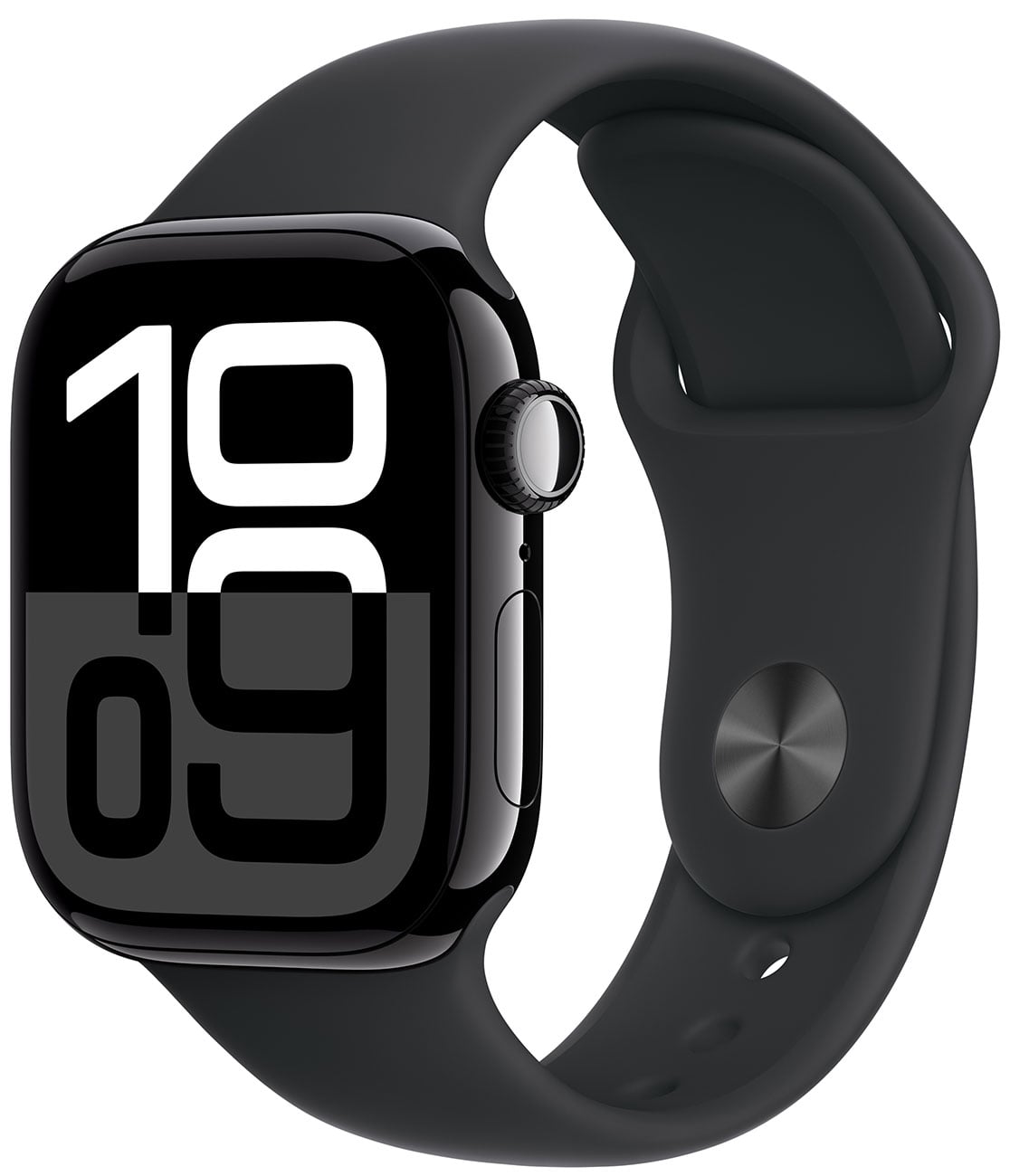 Apple - Apple Watch Series 10 (GPS) 42mm Jet Black Aluminum Case with Black Sport Band - M/L - Jet Black