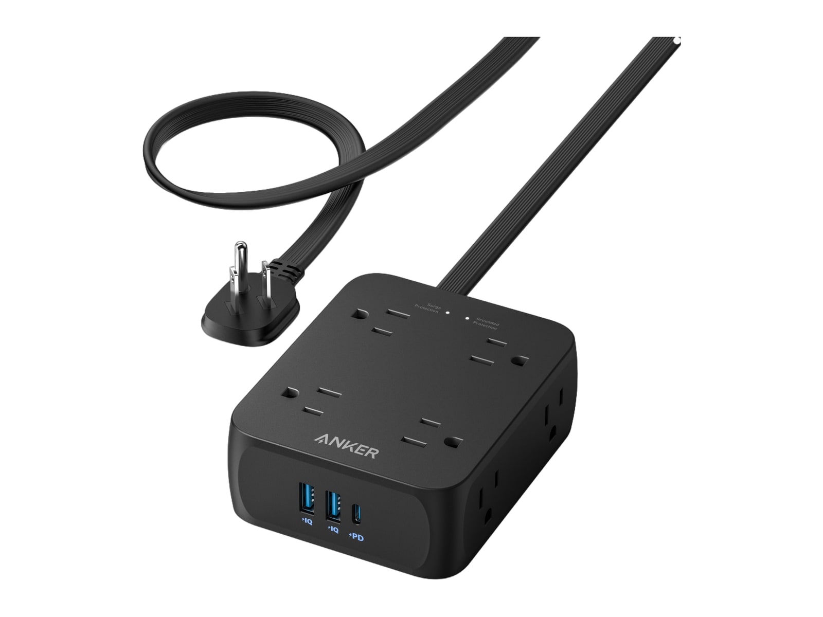 Anker - 341 USB Power Strip 10 ft Black Wall Chargers