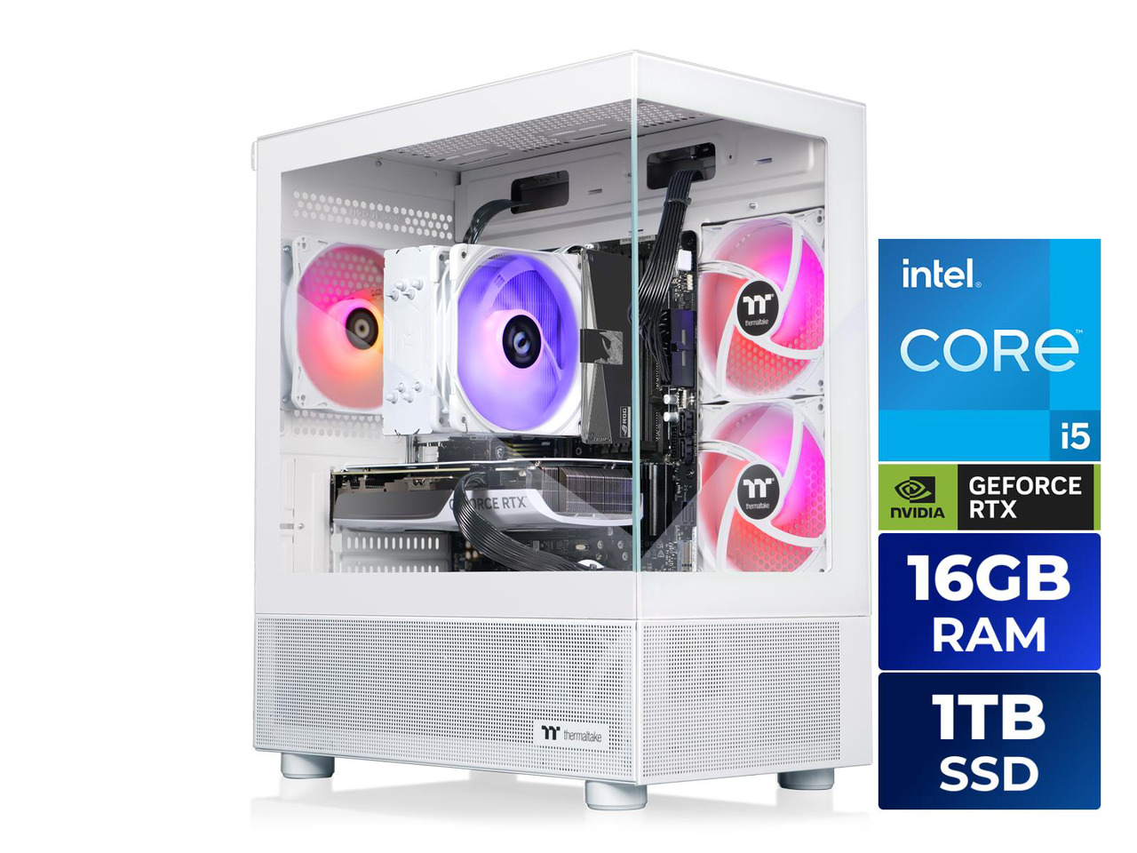 Thermaltake - LCGS NE i1470-V170S - Intel Core i5-14400F chip - 16GB Memory - 1TB SSD - White