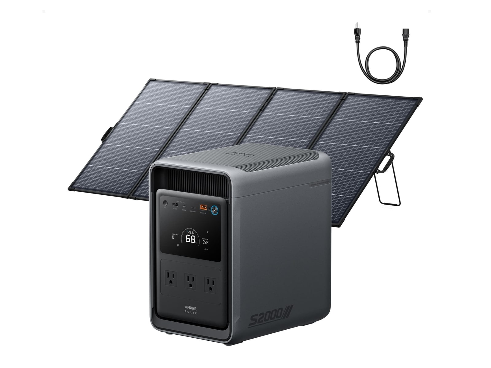 Anker - SOLIX S2000 Portable Power Station with PS400 Solar Panel 2010Wh Portable Power Stations