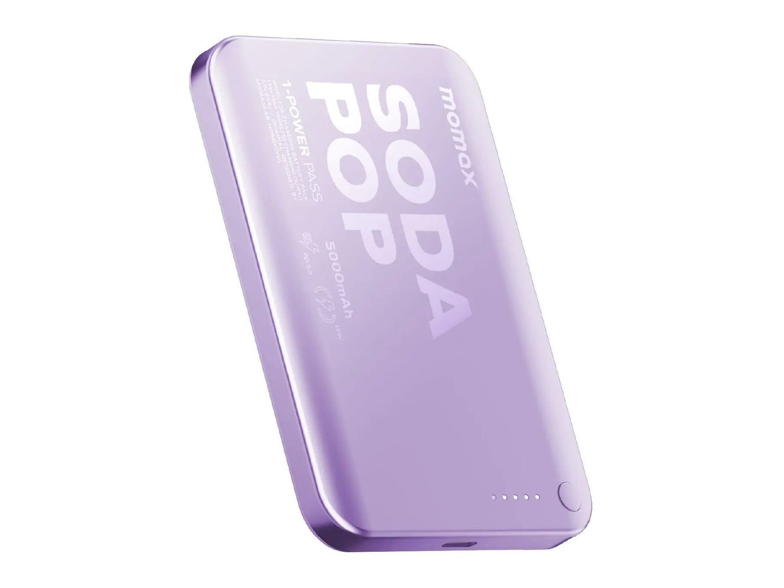 MOMAX - 1-Power Pass 5000mAh Magnetic Wireless Charging Battery Pack Purple Power Banks