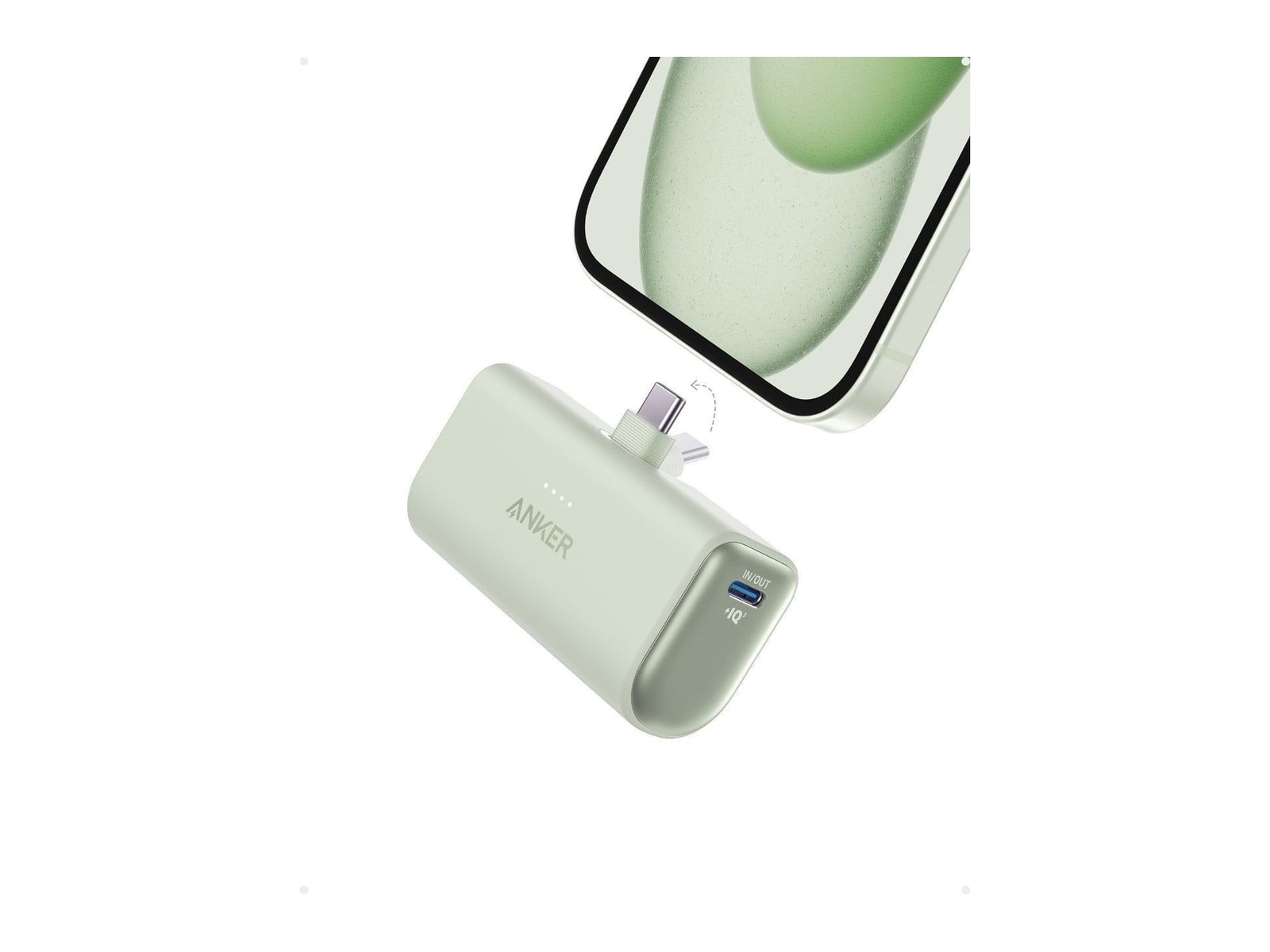 Anker - Nano Power Bank (22.5W, Built-In USB-C Connector) Sprout Green Power Banks