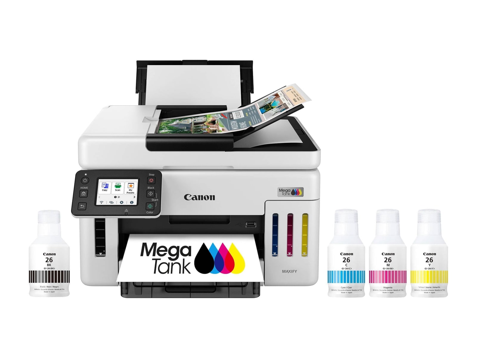 Canon - Megatank GX6120 Wi-Fi, Ethernet, USB-A Printers - White