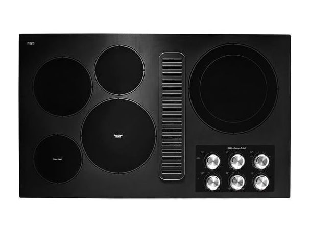 KitchenAid - 36" Black Electric Downdraft Cooktop With 5 Elements Cooktops