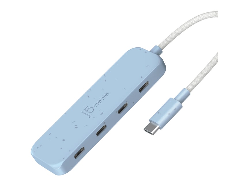 j5create - Eco-Friendly USB-C to 4-Port Type-C Gen 2 Hub USB Hubs - Fresh Cyan