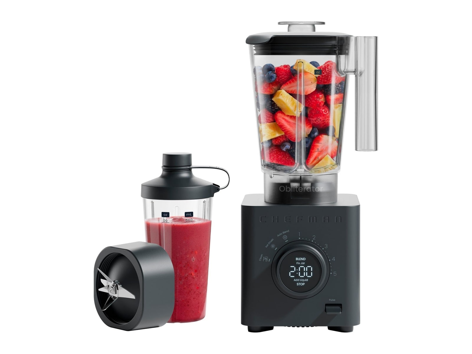 Chefman - Obliterator 48oz Power Blender + Travel Jar Midnight Blenders & Mixers