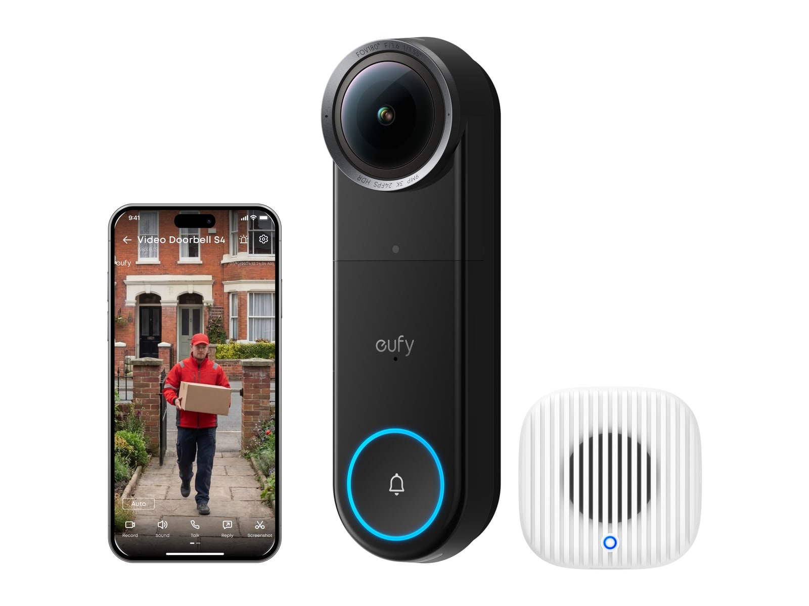 Eufy - S4 3K Smart Video Doorbell with Chime 2 Wired Video Doorbells