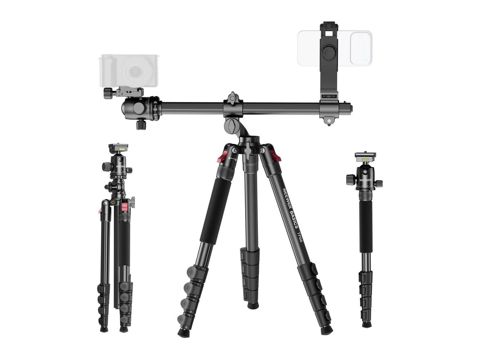 Neewer - BASICS TP66 64.5"/164cm Horizontal Overhead Tripod Camera Accessories