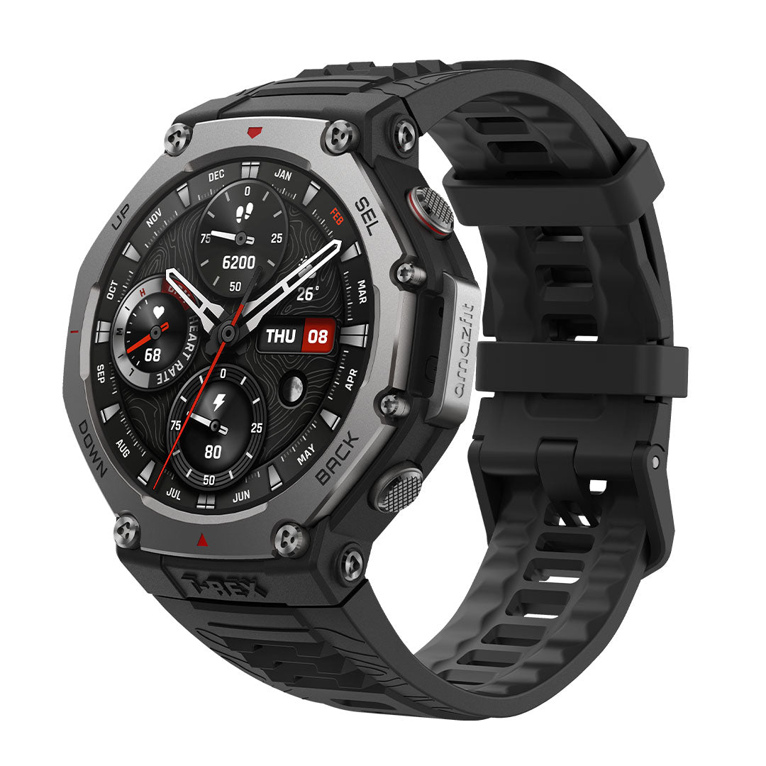 Amazfit - T-Rex 3 GPS 48mm Rugged Smartwatch - Onyx Black