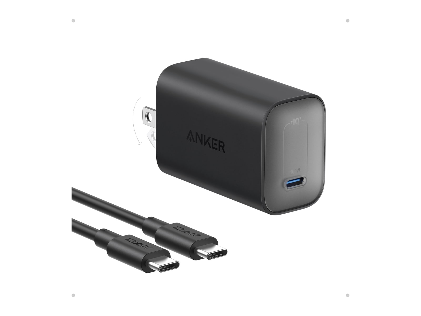 Anker - Nano Charger (100W, with USB-C Cable) Black Stone Wall Chargers