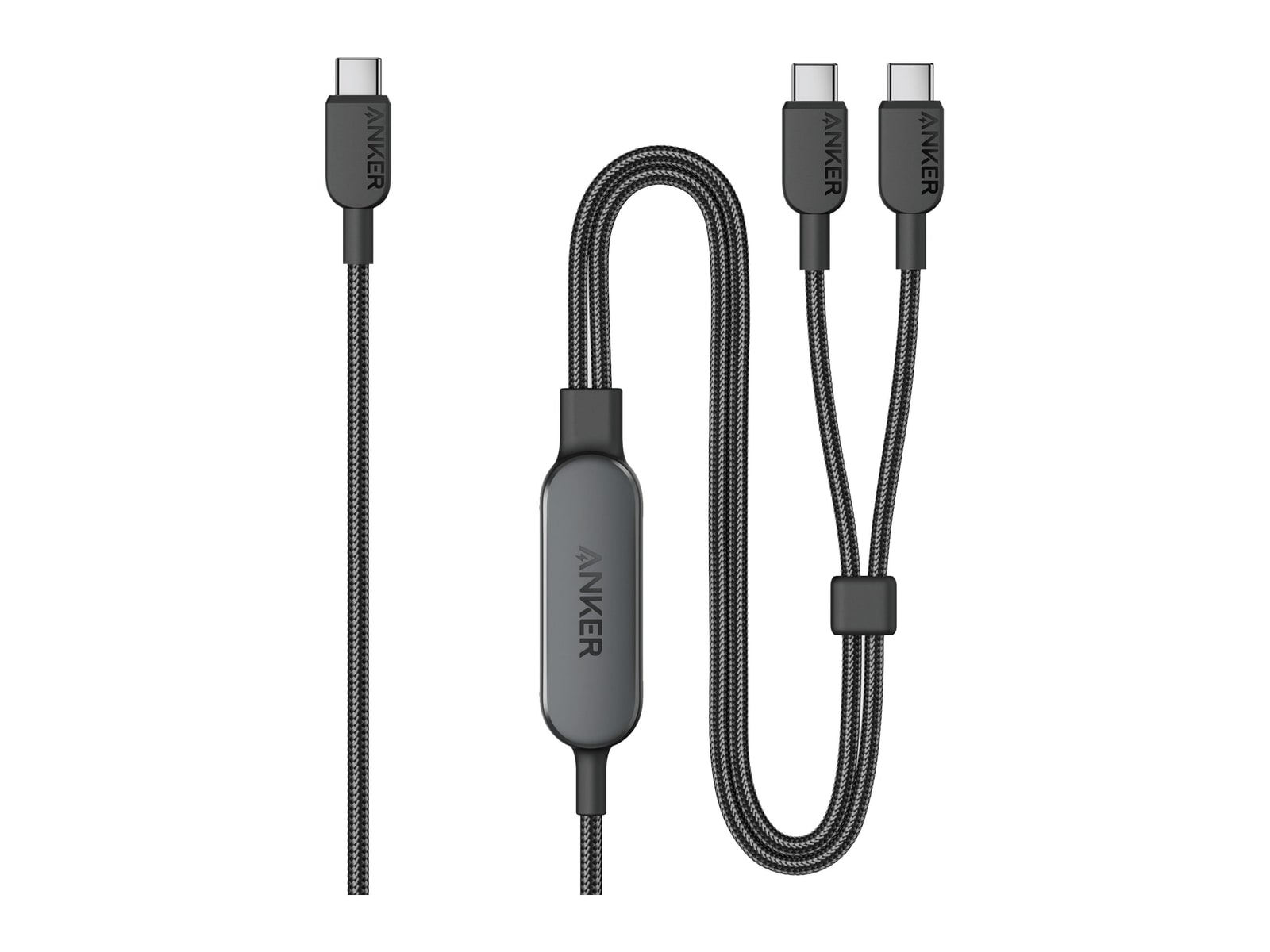 Anker - 2-in-1 USB-C to USB-C Cable (140W, Braided) Black Charging Cables