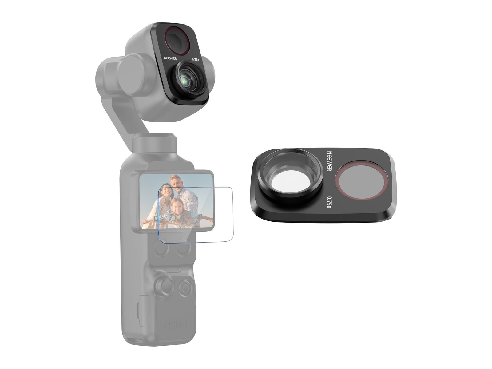 Neewer - FL-P51 0.75X Wide Angle Lens Compatible with DJI Osmo Pocket 4P Camera Accessories