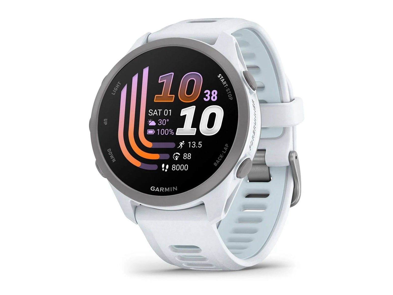 Garmin - Forerunner 170, Whitestone with Whitestone/Cloud Blue Band Smart Watches - Blue