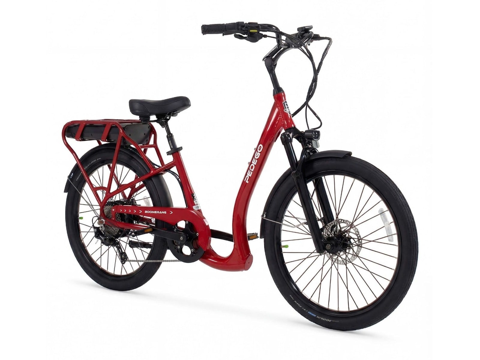 Pedego - Boomerang Pro 26-inch Step-Thru Gloss Red Electric Bikes