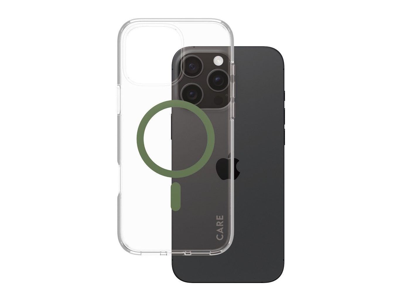 PanzerGlass - CARE Urban Combat Case Transparent w. Green MagSafe iPhone 16 Pro Max