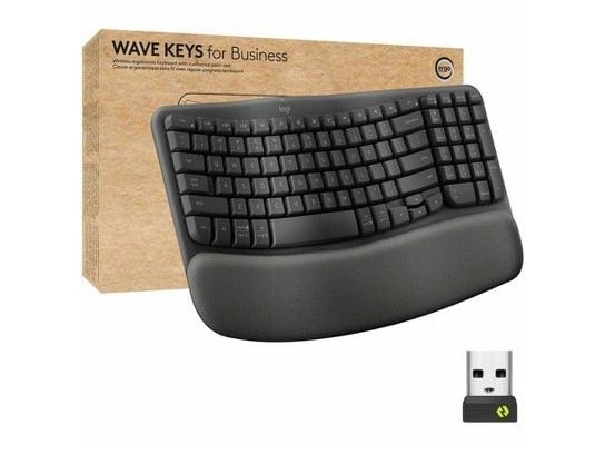 Logitech - Wave Keys for Business Wireless Ergonomic Keyboards - Gray
