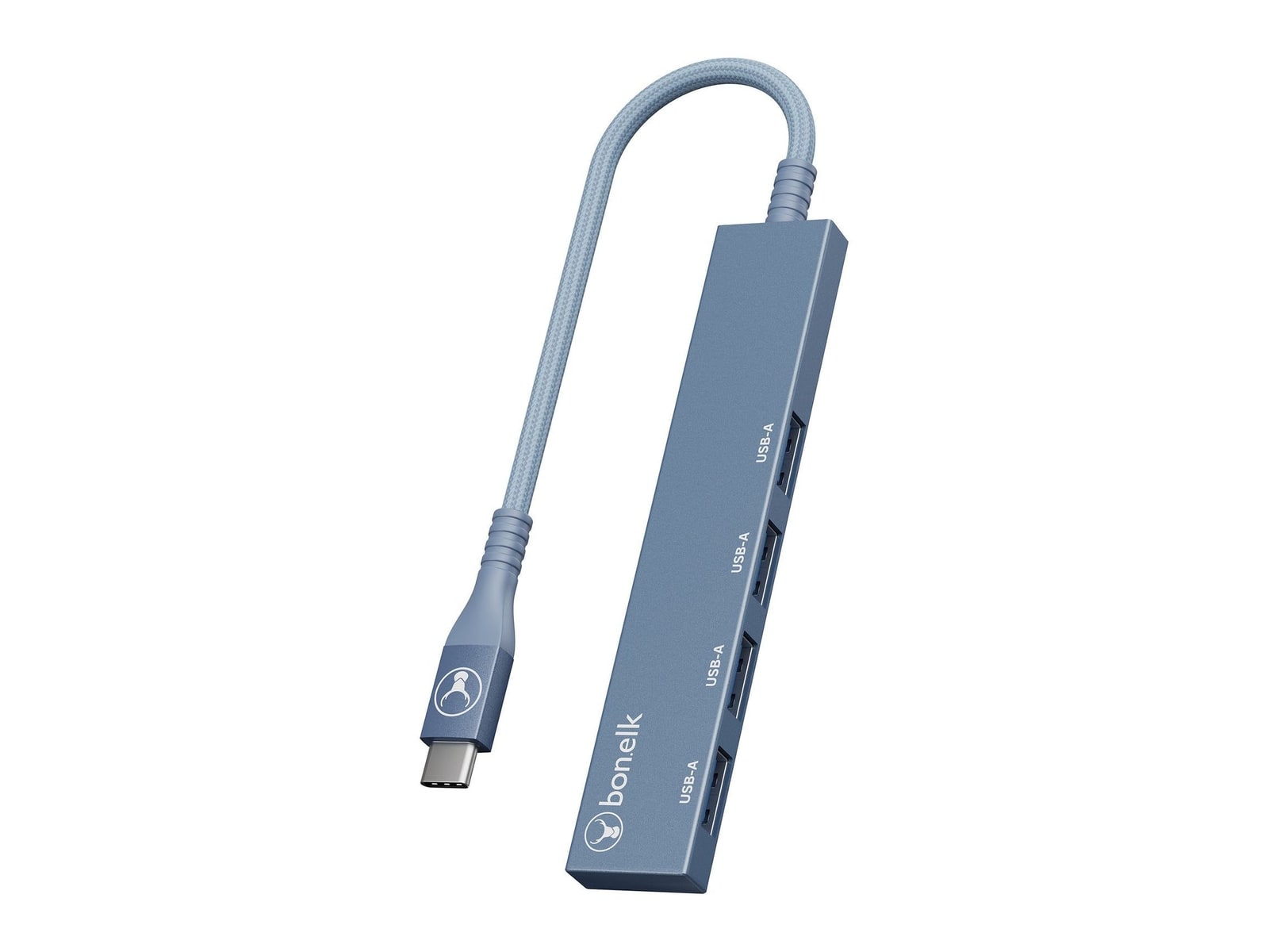 Bonelk - Long-Life USB-C to 4-Port USB-A Slim USB Hubs - Indigo