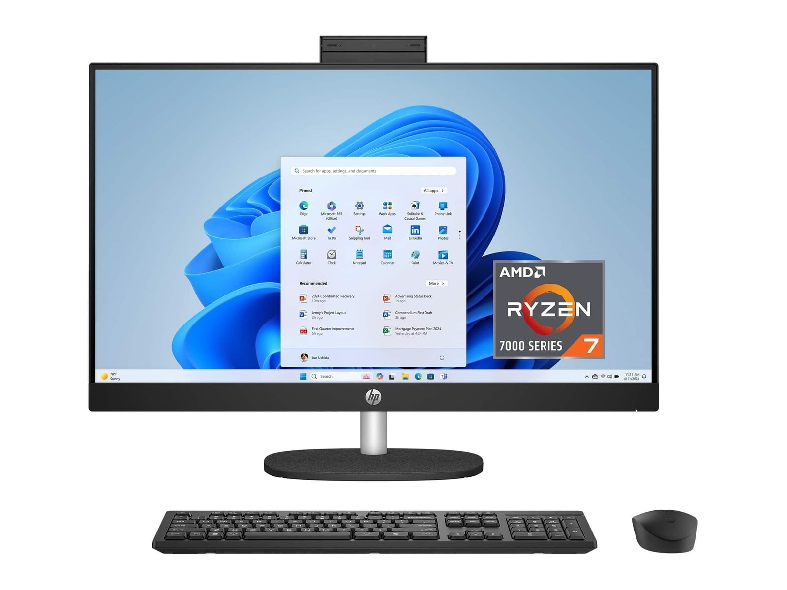 HP - 27-cr0064 27" - AMD Ryzen 7 7000 Series 7730U chip - 8GB Memory - 512GB SSD - Jet Black