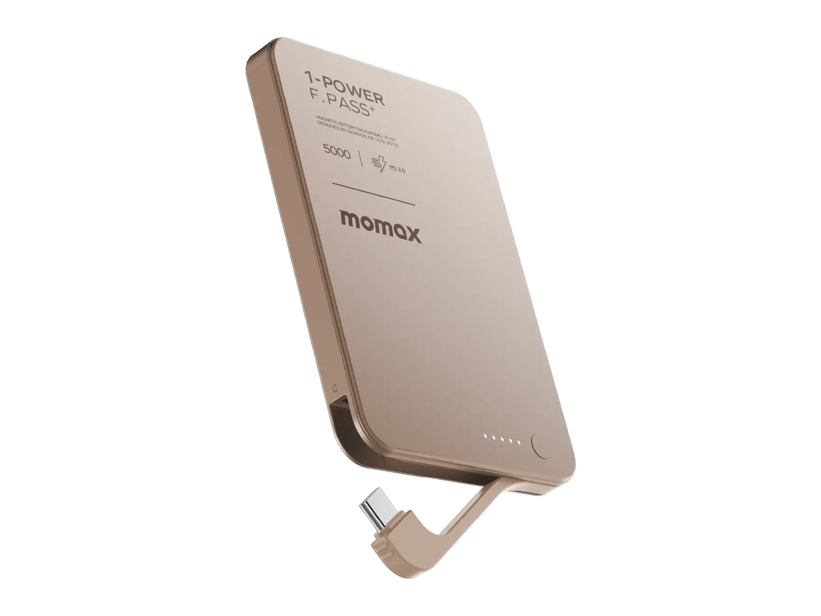 MOMAX - 1-Power F.Pass+ 5000mAh Magnetic Battery Pack Sandstone Power Banks