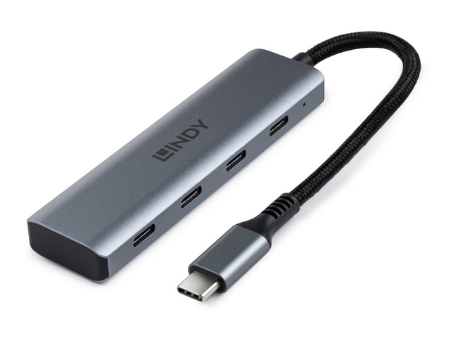 Lindy - 43414 4-Port USB-C 3.2 Gen 2 USB Hubs - Gray