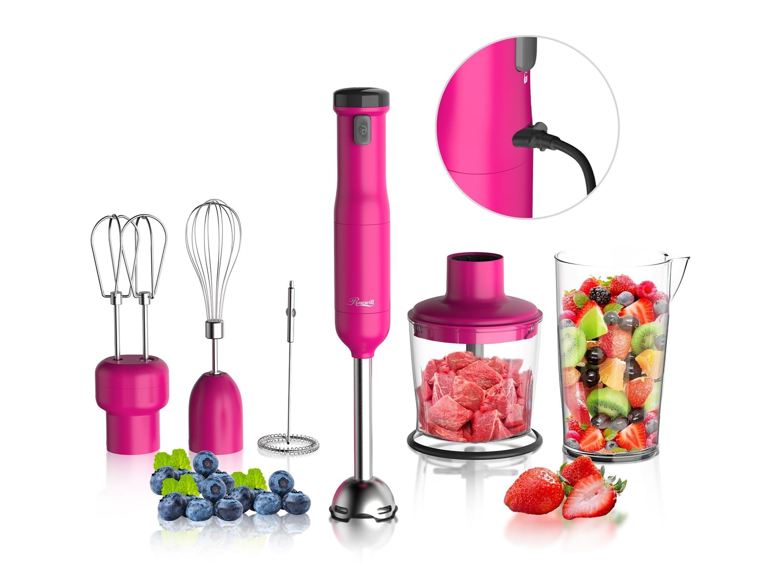 Rosewill - 6-in-1 Multi-Speed Cordless Rechargeable Immersion Hand Blender Russet-red Blenders & Mixers