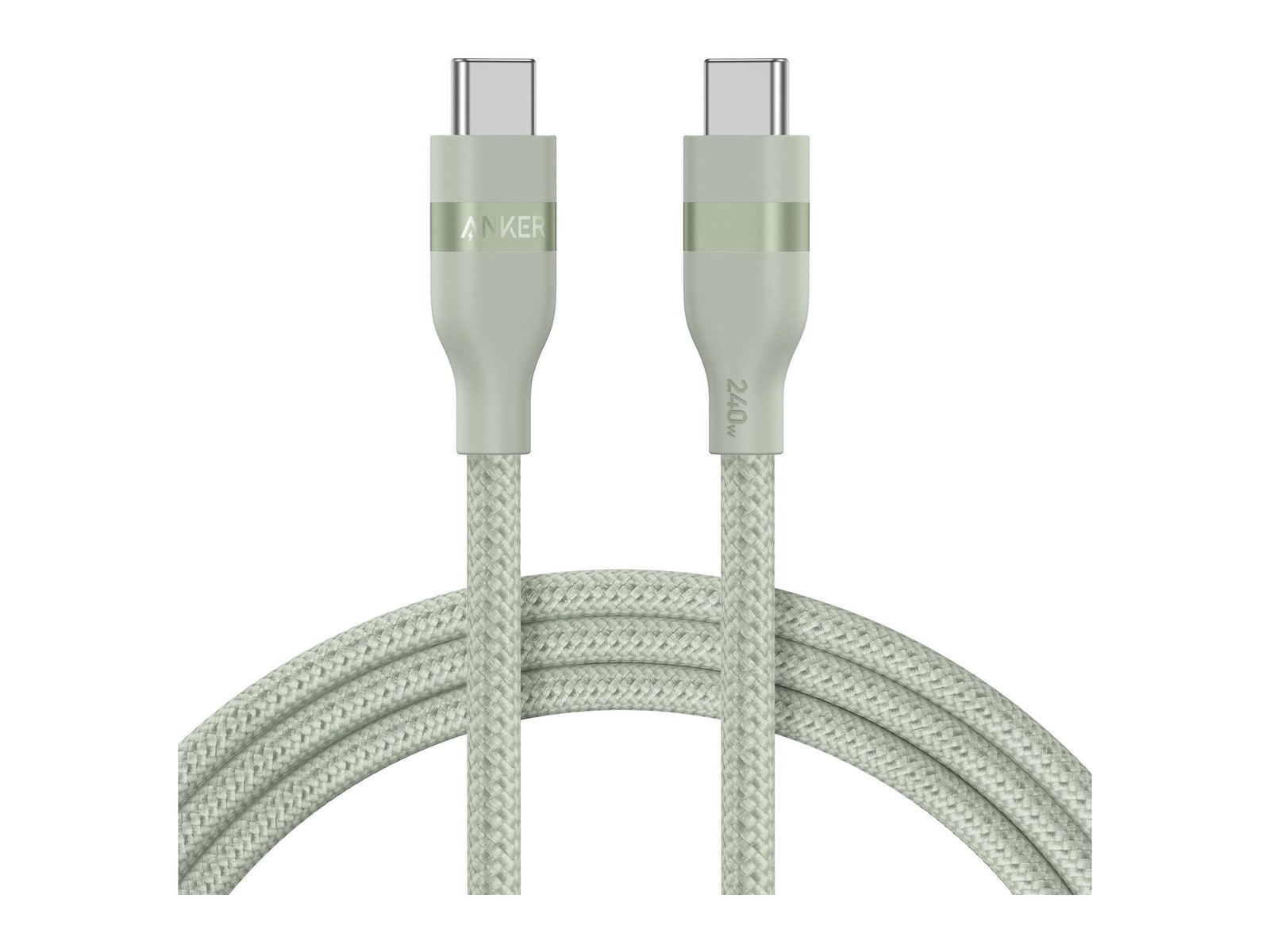 Anker - USB-C to USB-C Cable (240W, Upcycled-Braided) 6 ft Sprout Green Charging Cables
