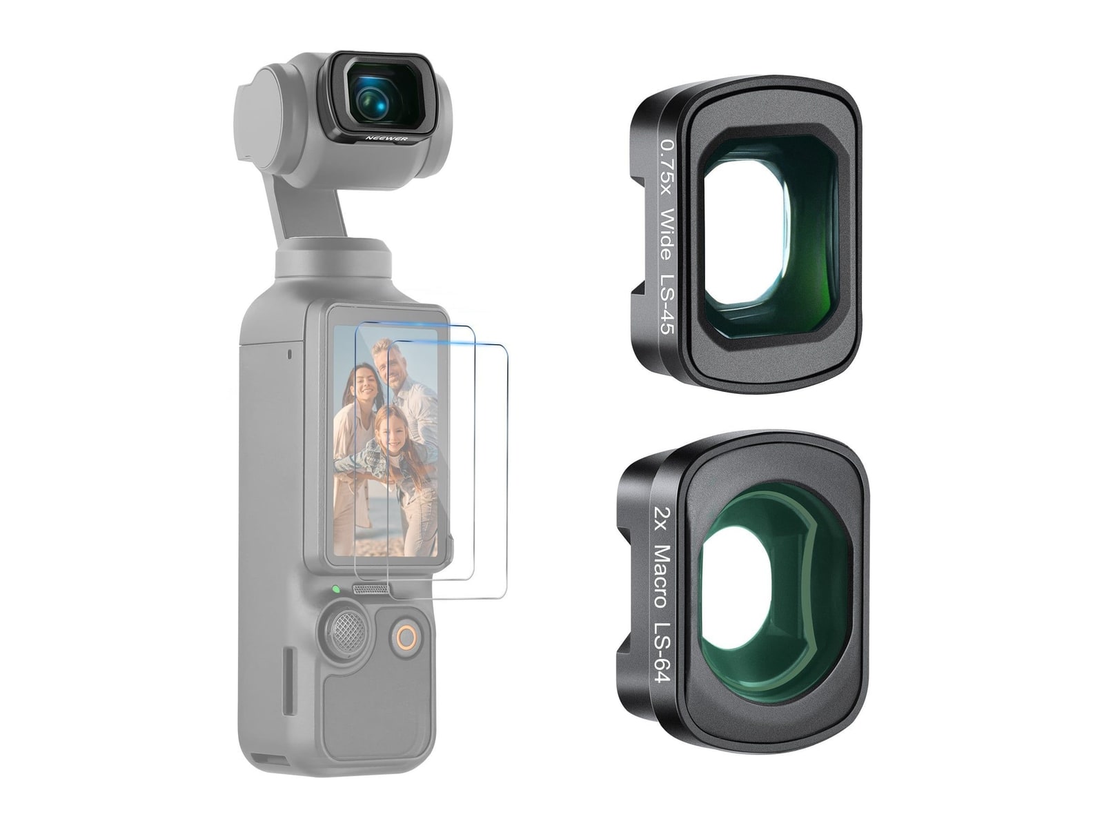 Neewer - FL-B34 0.75X Wide Angle & Macro Lens Set for Pocket 3 / Pocket 4 & Xtra Muse Camera Accessories