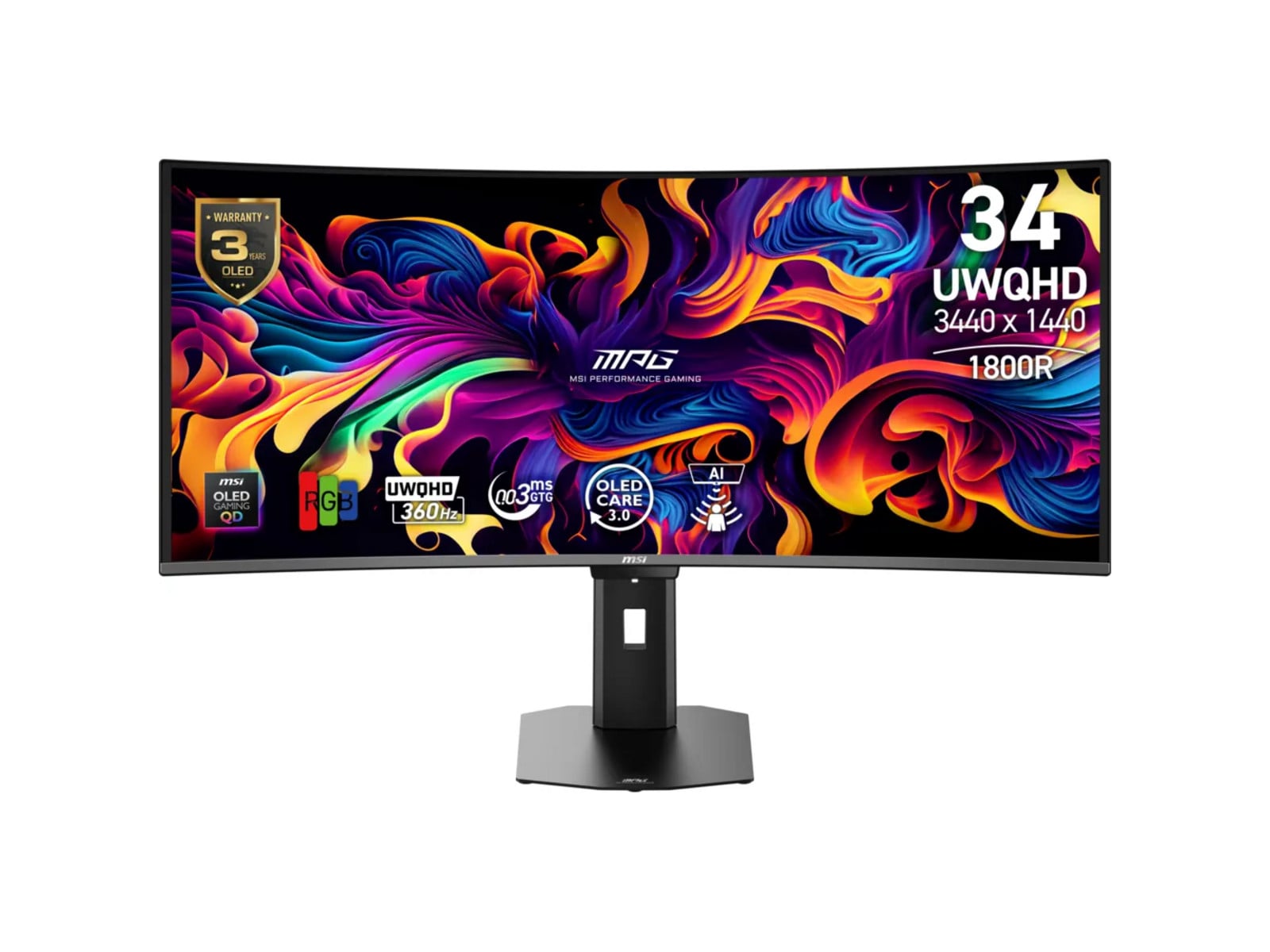 MSI - 34" MPG 341CQR QD-OLED X36 UWQHD 360Hz OLED Monitors - Black