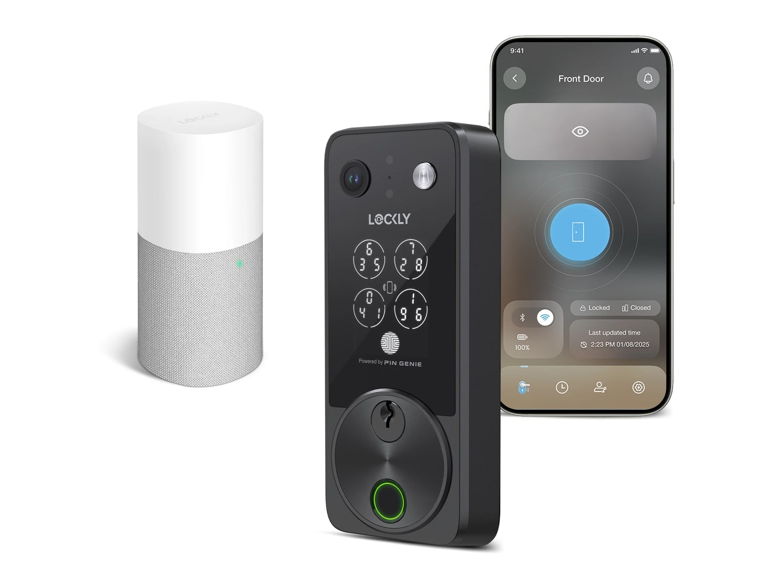 Lockly - Vision Zeno Series Video Smart Lock with Intercom Deadbolt - Matte Black Smart Locks