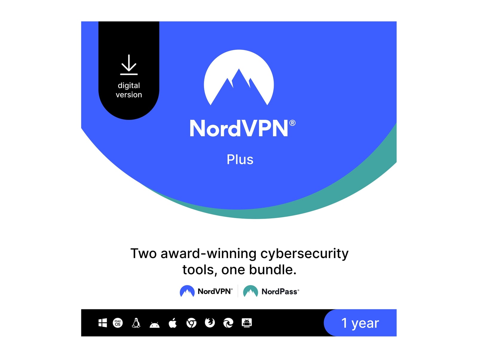 NordVPN - Plus Bundle with NordPass (10 Devices, 1-Year) Antivirus Software